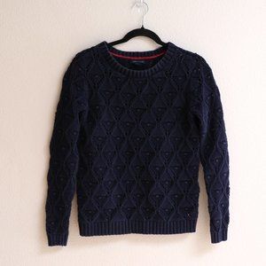 Tommy Hilfiger Navy 100% Cotton Knit Sweater - Long Sleeve, Size SP